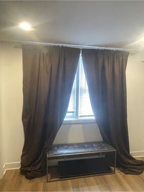 Custom Dark Brown Room-Darkening Drapes Set of 3 52x96